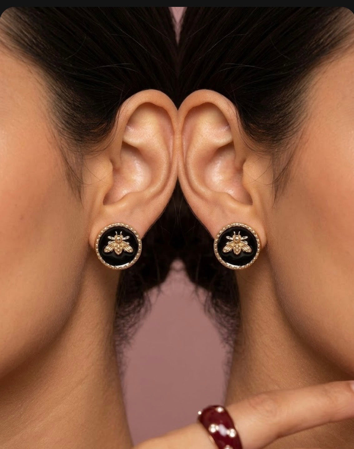 Black bee earrings