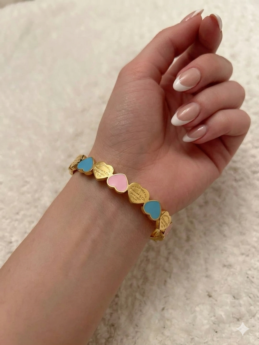 T & co multi heart charm handcuff