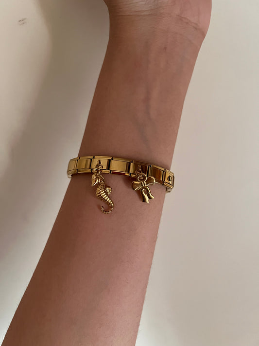 Sea horse/bow Italian bracelet