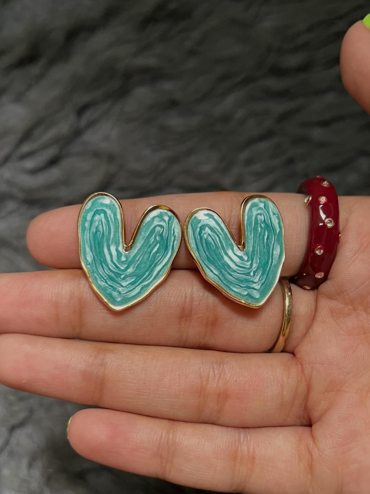 Ocean blue heart earrings