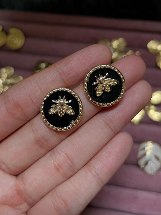 Black bee earrings