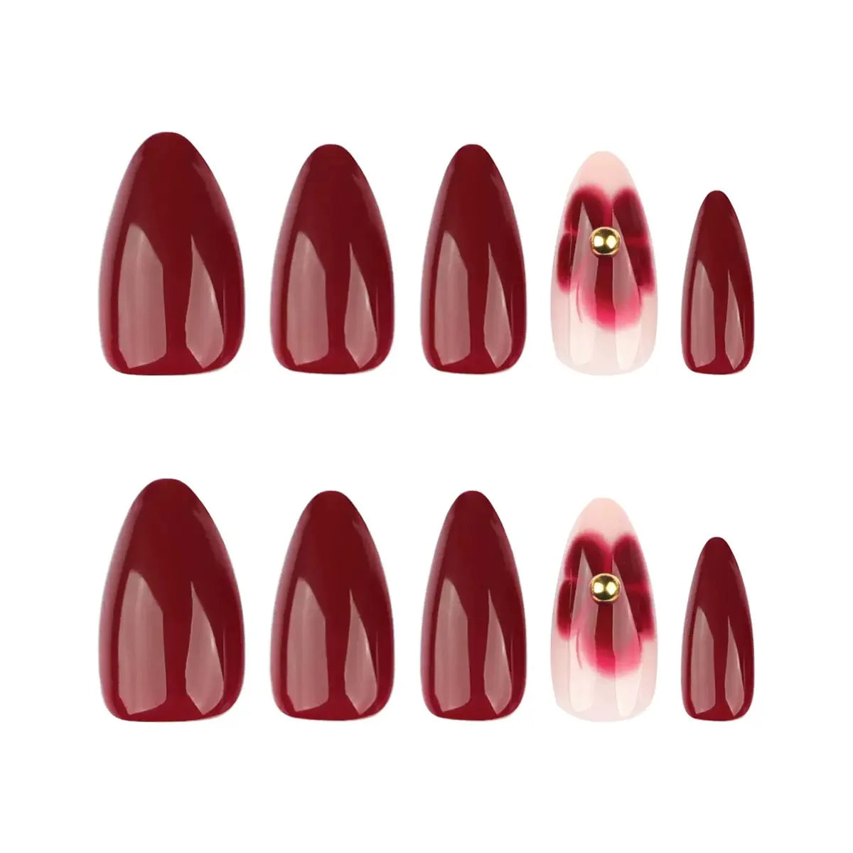 Deep red nails with glossy finish Nails - 24 Press-On Nails