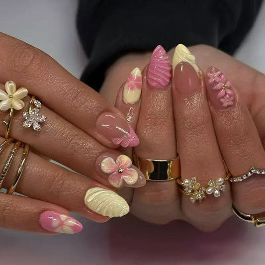 Tropical floral nails 24 Press-On Nails