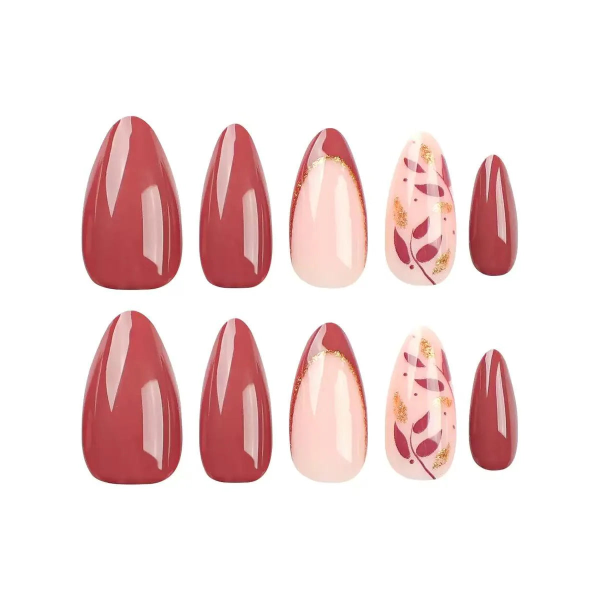 Brown stiletto nails with subtle glitter details 24 Press-On Nails