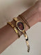 Oval shaped vintage style gemstones Watch