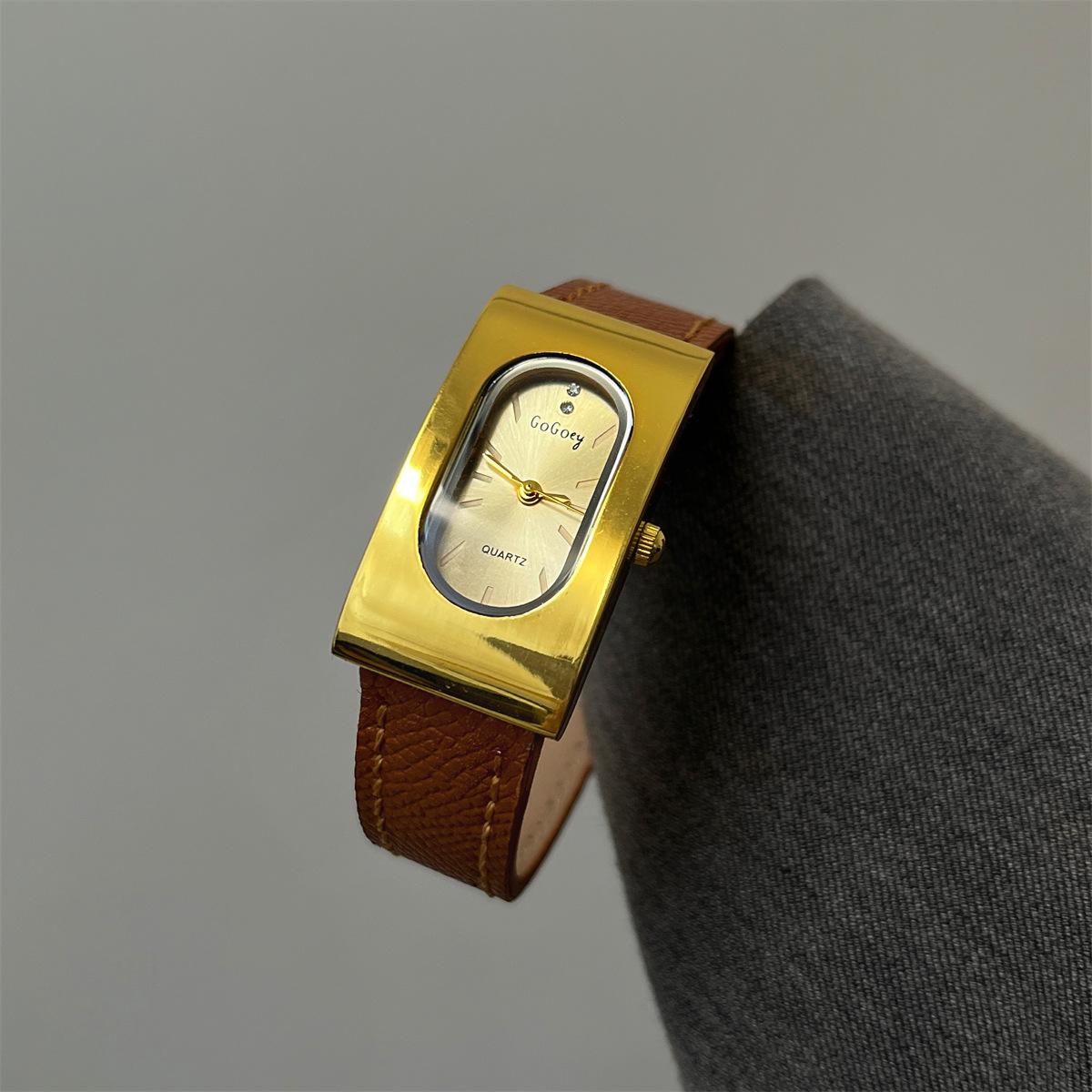 MRUIKA brown leather watch