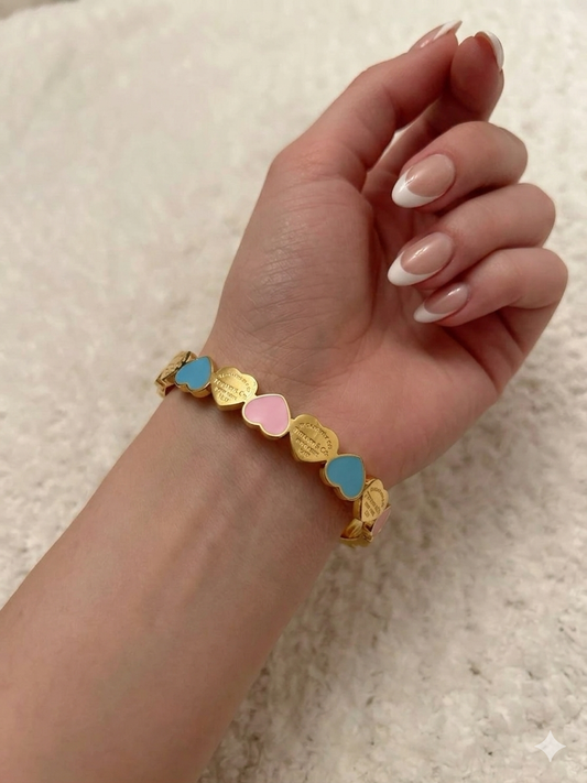 T & co multi heart charm handcuff