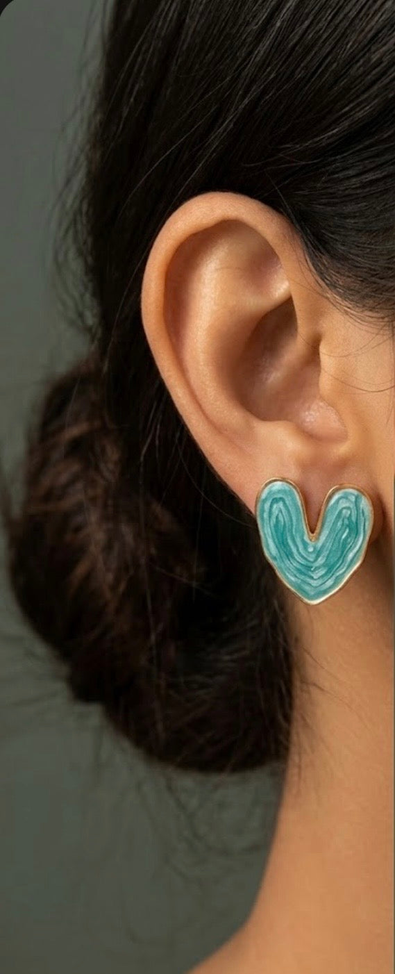 Ocean blue heart earrings