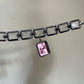 Hanging charm style pink dial with  silver bracelet Watch