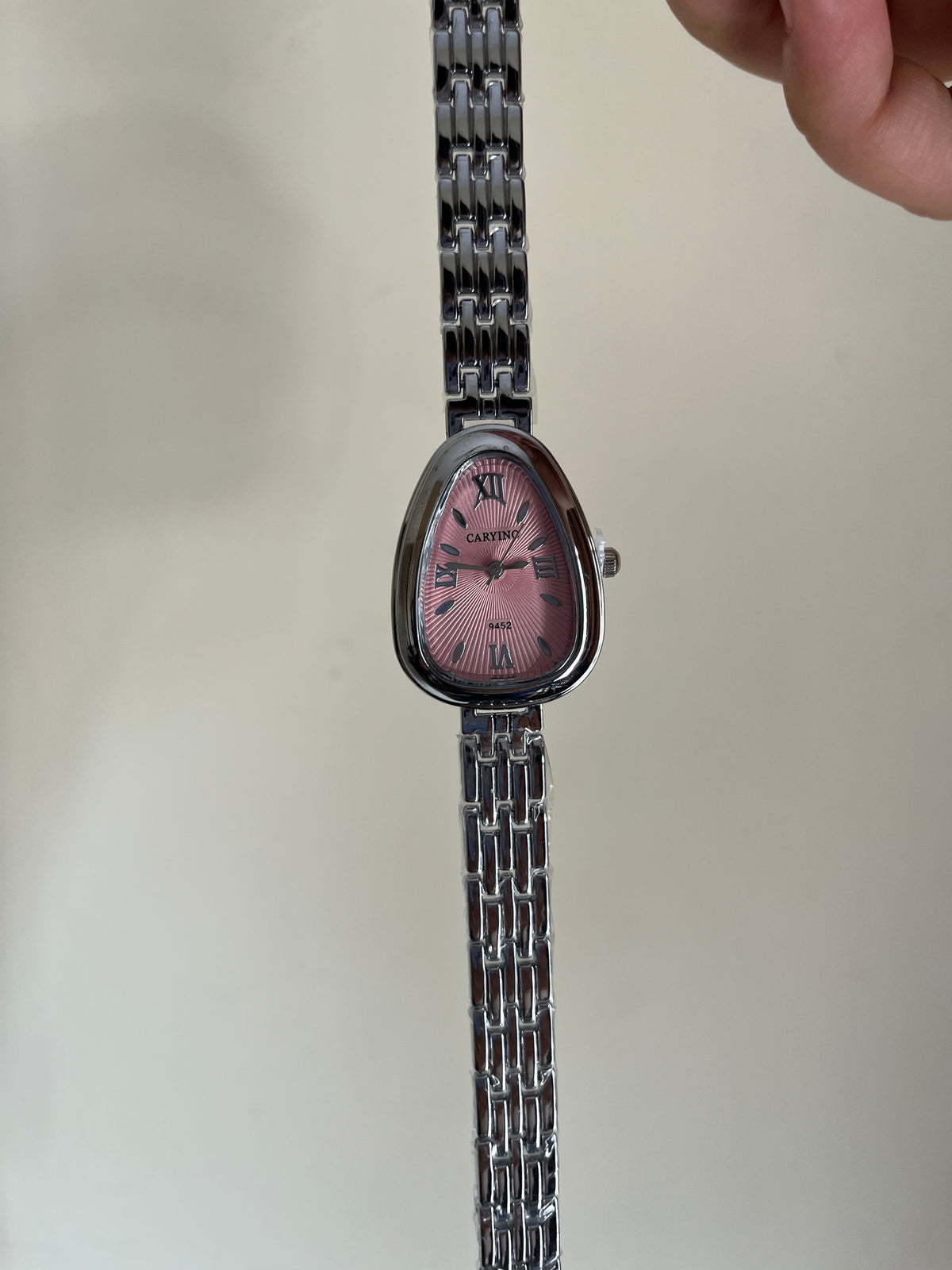 Vintage style snake pink dial silver watch