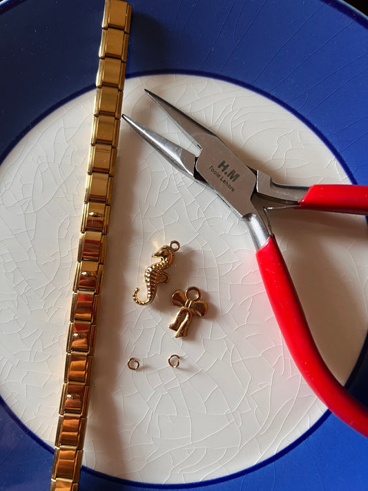 Sea horse/bow Italian bracelet