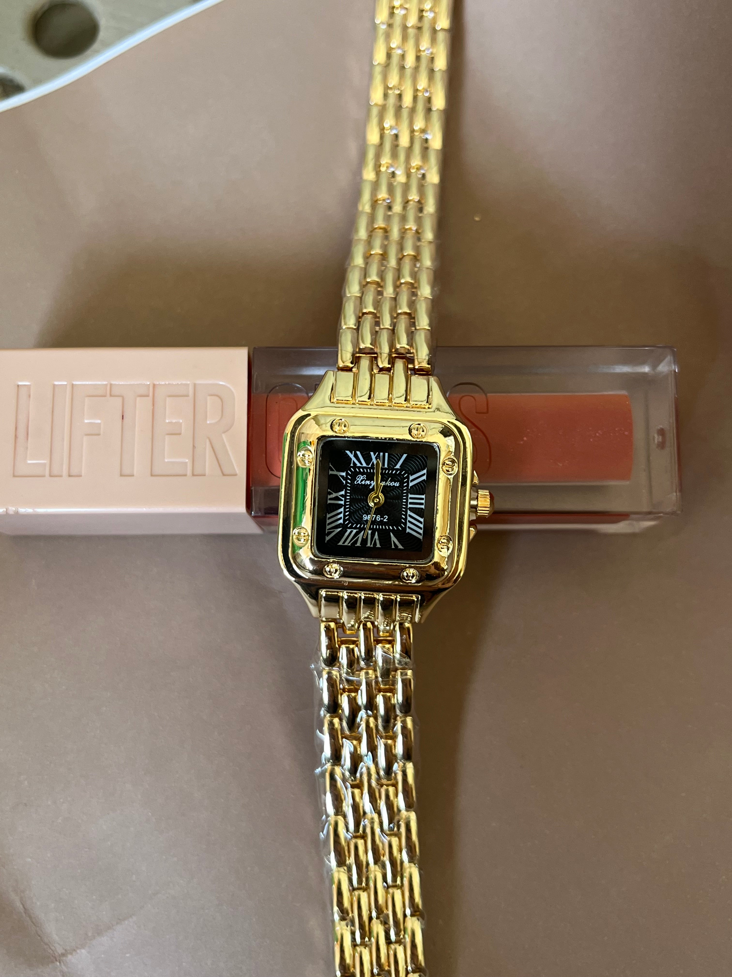 Black Square Dial Trendy Watch – Water Resistant Stainless Steel Back Premium Fashion Wrist Watch