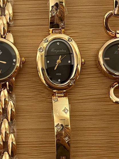 Oval shaped vintage style gemstones Watch