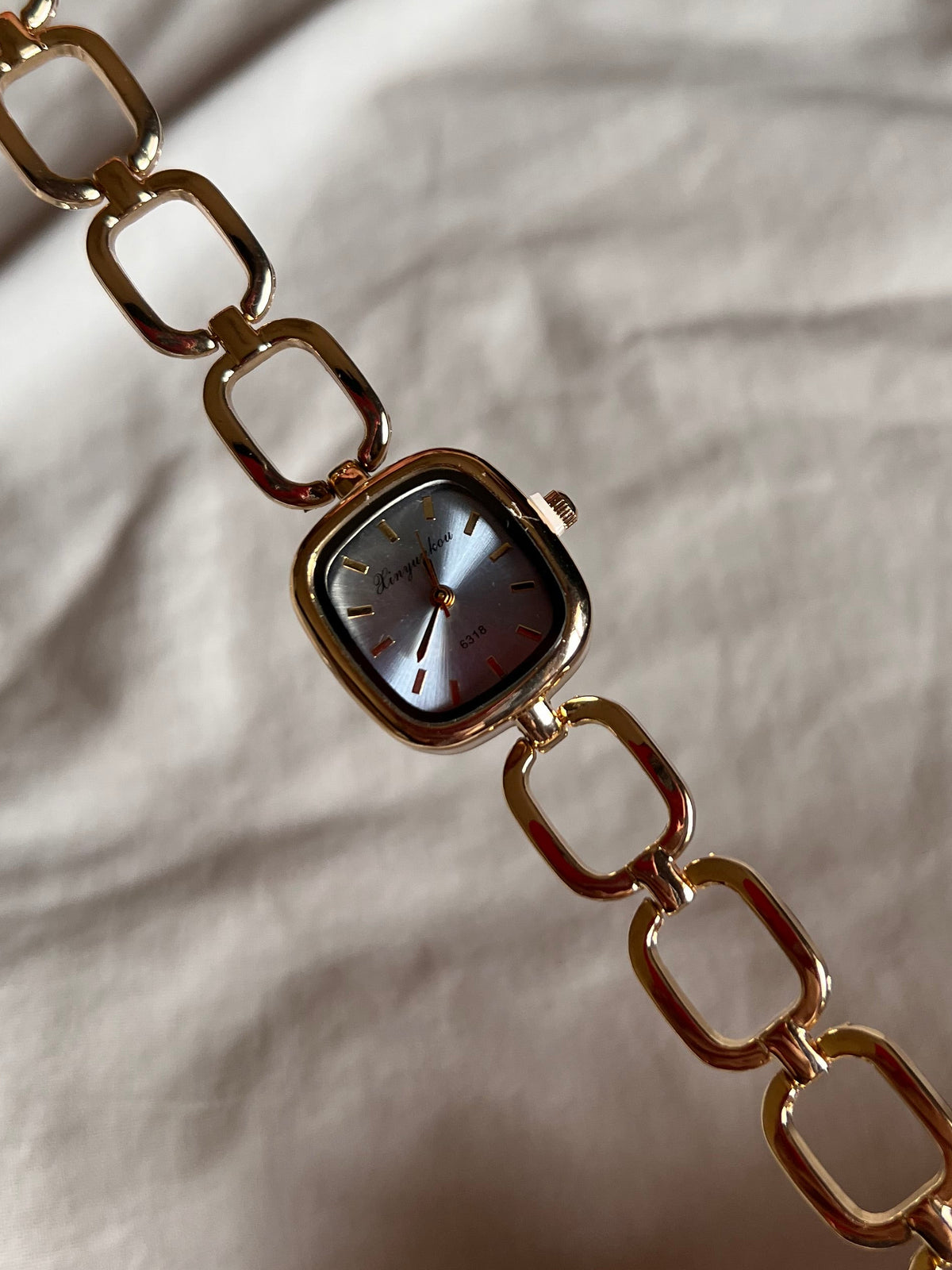 Ice blue square watch bracelet