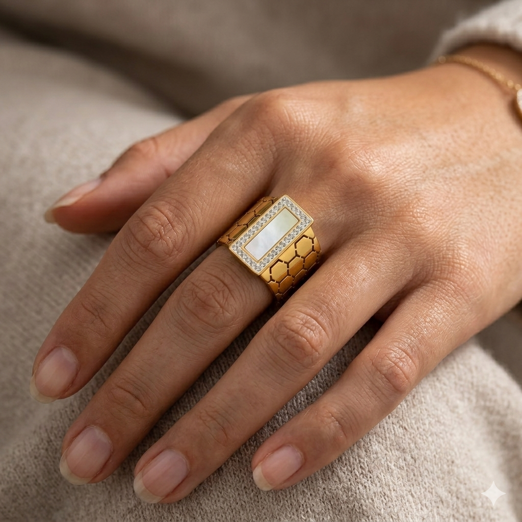 Sira Ring for Women – 18K Gold Plated Waterproof Stainless Steel Elegant Fashion Ring