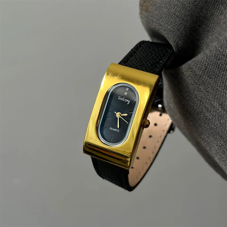 MRUIKA black leather  watch