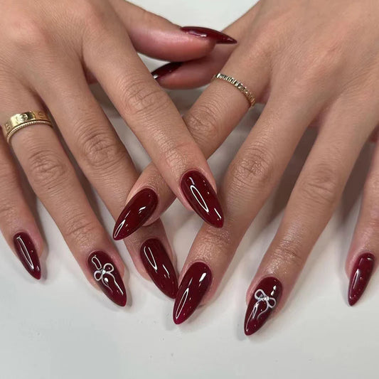 Timeless Burgundy Glam Nails- 24 Press-On Nails