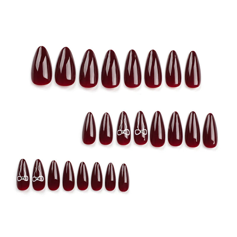 Timeless Burgundy Glam Nails- 24 Press-On Nails