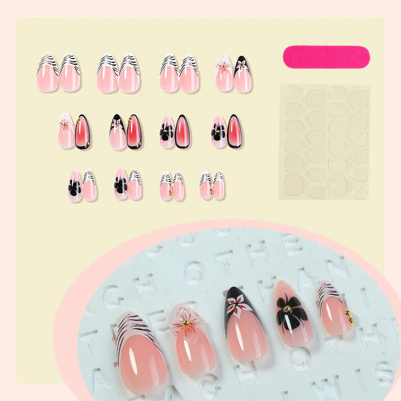 Black Petal Couture Nails - 24 Press-On Nails