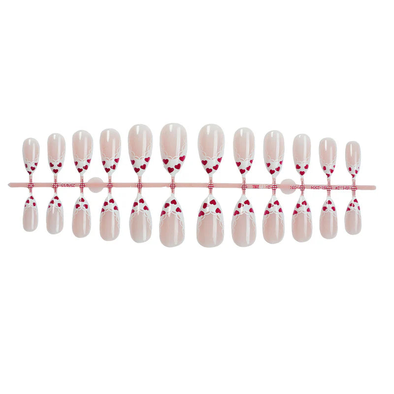 Crimson Lace Love – Press-On Nails