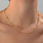Gold Plated Floral Jewelry Necklace – Continuous Stone Shine Elegant Evening Wear Stainless Steel Luxury Pendant