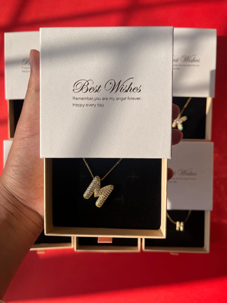 M Initial Necklace for Women – 18K Gold Plated Stainless Steel Waterproof Tarnish Free Hypoallergenic Pendant