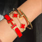 Valentino handcuff/Red clover bracelet/Nail handcuff - stack