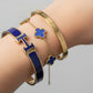 Faux handcuff/Blue clover bracelet/Love handcuff stack
