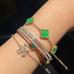 Green emerald rhinestone handcuff/Green clover bracelet/solitaire bracelet