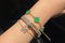Green emerald rhinestone handcuff/Green clover bracelet/solitaire bracelet
