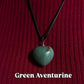 Green Aventurine Heart Necklace – Original Gemstone Black Rope Chain Healing Crystal Jewelry for Women
