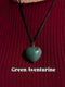 Green Aventurine Heart Necklace – Original Gemstone Black Rope Chain Healing Crystal Jewelry for Women