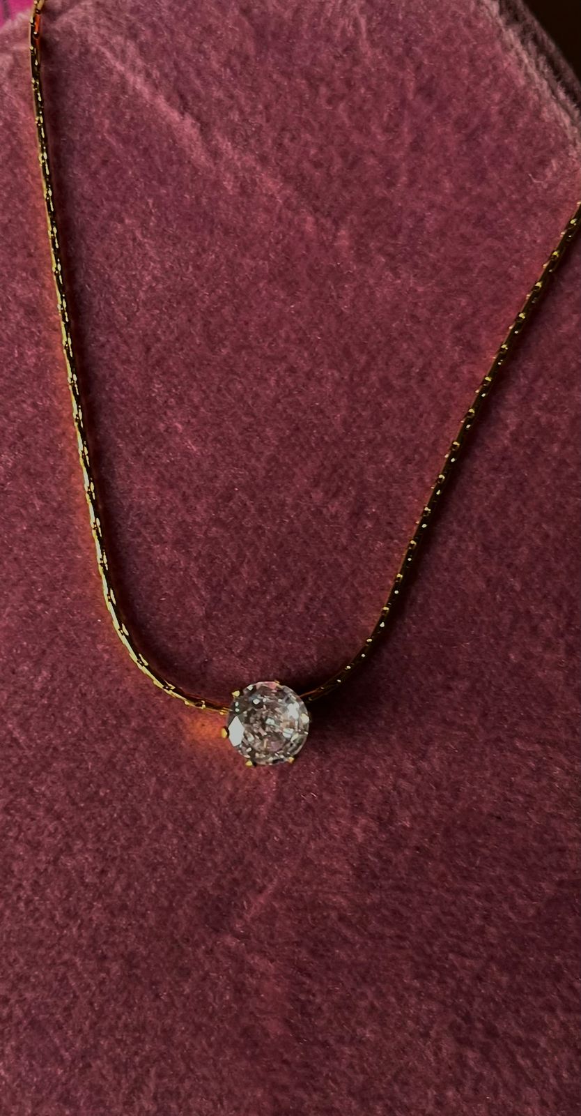 Solitaire Necklace for Women – 18K Gold Plated Stainless Steel Waterproof Tarnish Free Brilliant Stone Chain Necklace