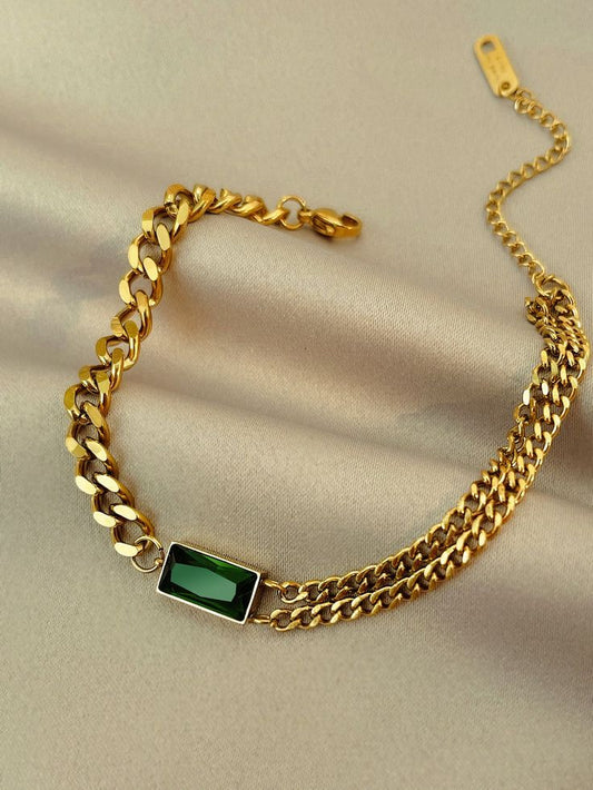 Emerald green rhinestone  bracelet