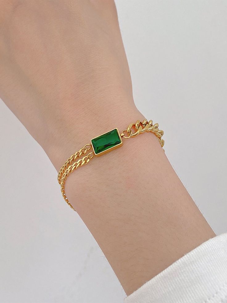 Emerald green rhinestone  bracelet
