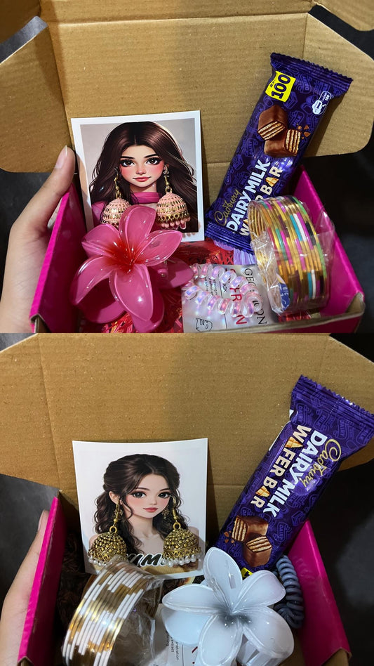 Eid Gift Box for Women – Luxury Jewelry & Self Care Hamper with Bangles, Jhumka, Chocolate & Accessories
