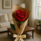 Knitted Red Rose Crochet Flower – Handmade Romantic Gift & Aesthetic Room Décor