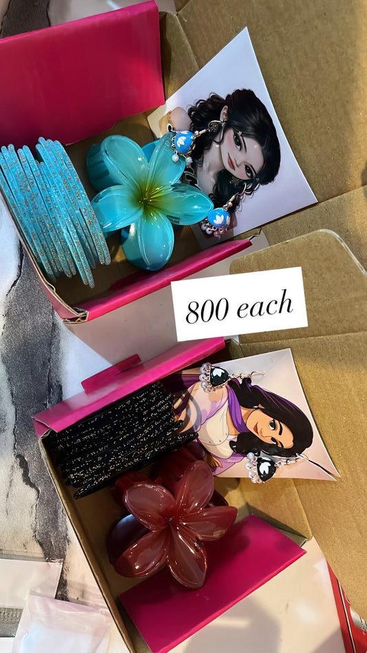 Eid Gift Box for Women – Bangles, Mini Jhumka & Claw Clip Cute Jewelry Gift Set
