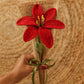 Red Lily Crochet Flower – Handmade Knitted Floral Gift & Aesthetic Room Décor