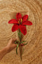 Red Lily Crochet Flower – Handmade Knitted Floral Gift & Aesthetic Room Décor