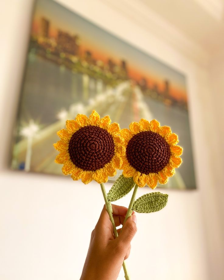 Handmade Knitted Sunflower – Crochet Flower Gift & Aesthetic Home Room Décor